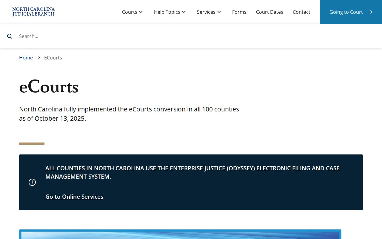 North Carolina eCourts system for Jones County court cases