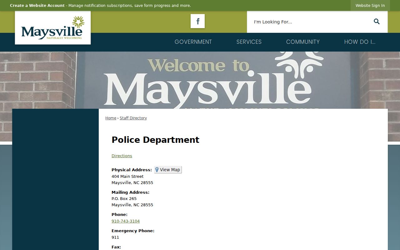 Maysville criminal records police department directory