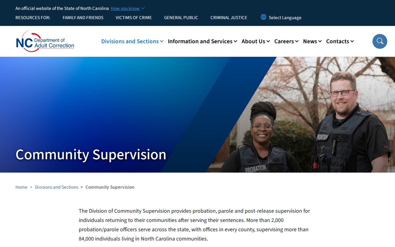 NCDAC community supervision information for Trenton criminal records